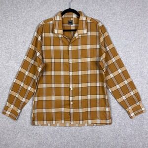Todd Snyder Shirt Mens L Plaid Camp Collar Long Sleeve Lightweight Cotton